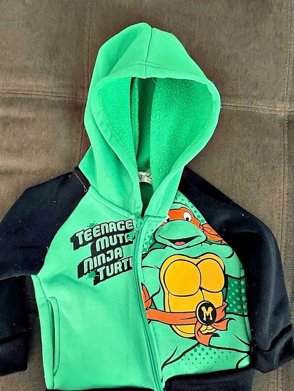 Teenage Mutant Ninja Turtles TMNT Full Zip Fleece Hoodie Boys 12m Green & Black